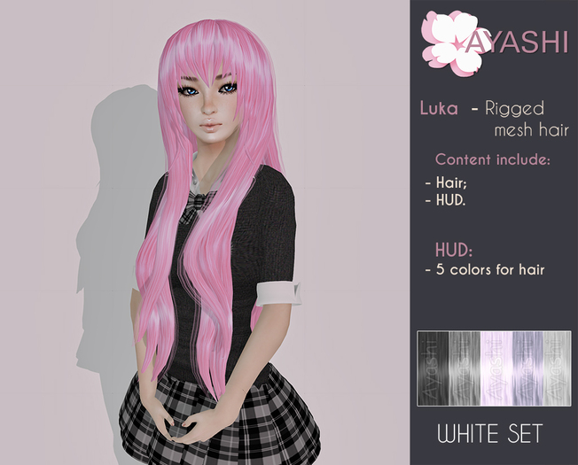 [^.^Ayashi^.^] Luka-white (RIGGED MESH hair)