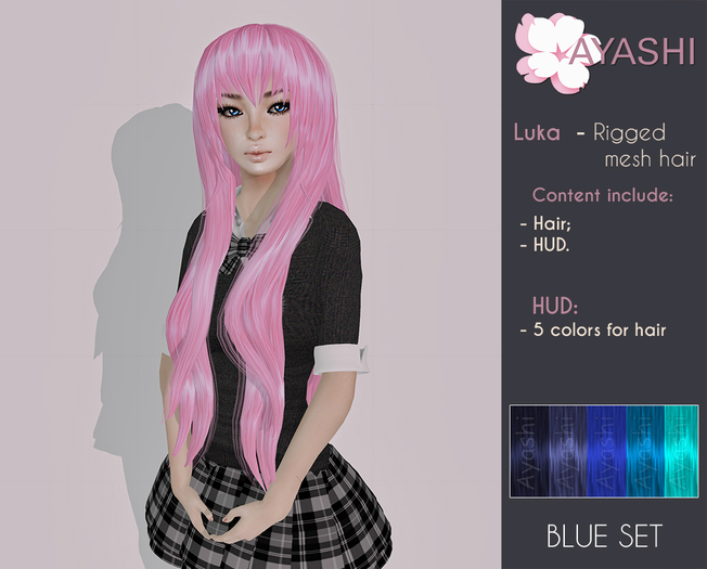 [^.^Ayashi^.^] Luka-blue (RIGGED MESH hair)
