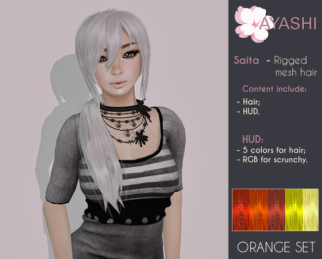 [^.^Ayashi^.^] Saita-orange (RIGGED MESH hair)