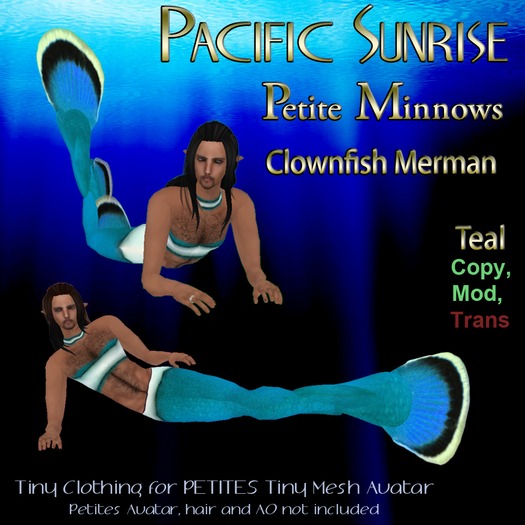 (PS) Petite Minnows - Clownfish Merman Teal
