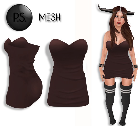 P.S. Mini Dress Brown - Mesh Rigged - NEW