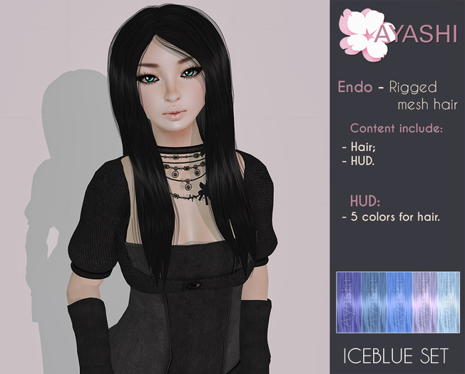 [^.^Ayashi^.^] Endo(Female)-Iceblue (RIGGED MESH hair)