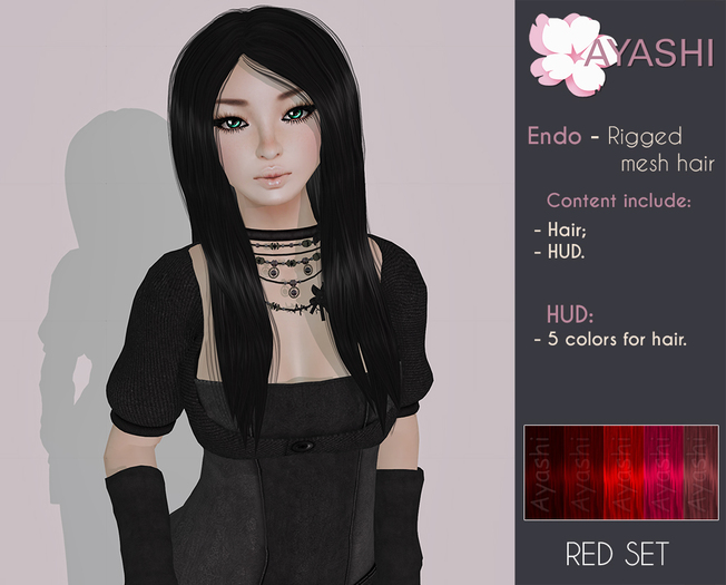 [^.^Ayashi^.^] Endo(Female)-Red (RIGGED MESH hair)