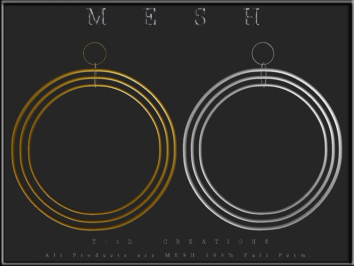T-3D Creation [ Hoops No.3 - Gold / Silver - ] MESH - Full Perm -