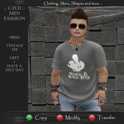 ::[>C.H.D.<]:: Mens MESH Vintage Tees - Grey-Have a nice day