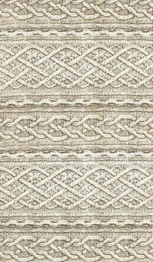 Cable Knit Printed Cotton Dhurrie Rug - Pebble