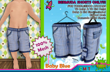 [SKL] Toddleedoo Baby Blue Mesh Plaid Bermuda Shorts
