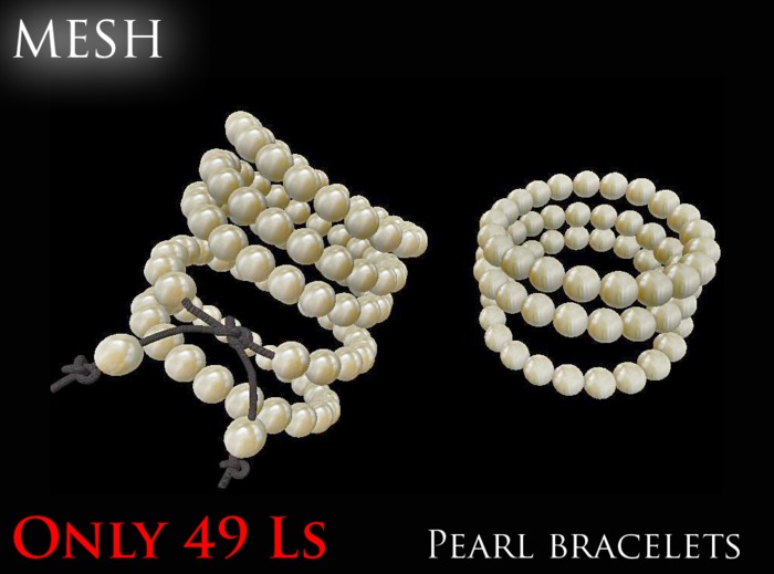Mesh leather lace pearls bracelets