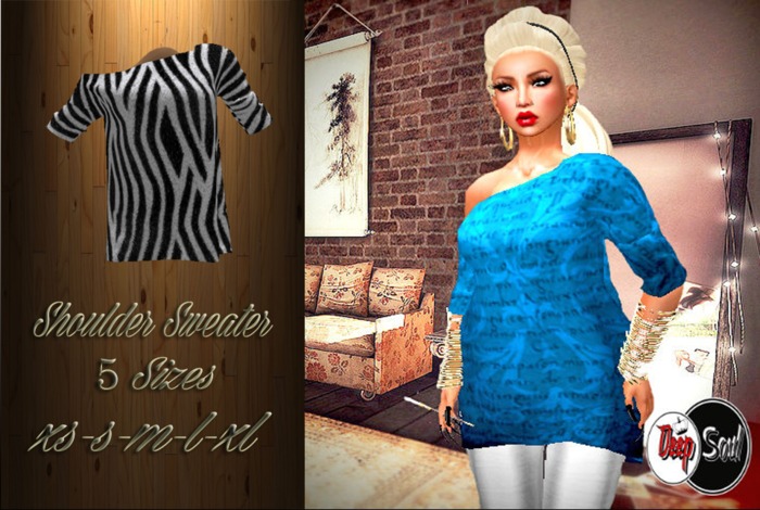 D.S Zebra pattern design Shoulder Sweater
