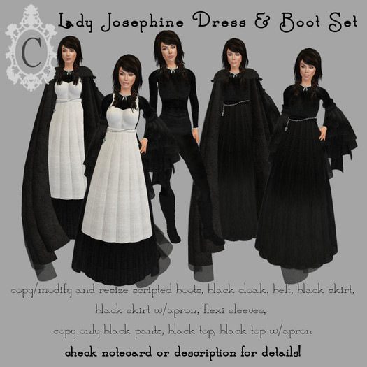 Lady Josephine Dress & Boot Set (BLACK)
