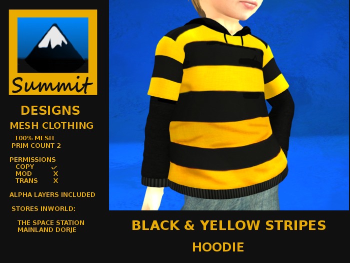 Summit Mesh  Hoodie V2 Stripes Yellow & Black 