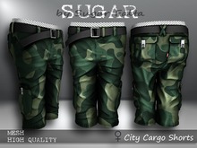 SUGAR City Cargo Shorts FEMALE GREEN CAMO Boxed