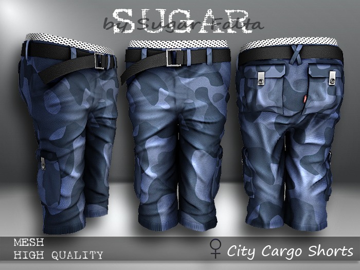 SUGAR City Cargo Shorts FEMALE BLUE CAMO Boxed