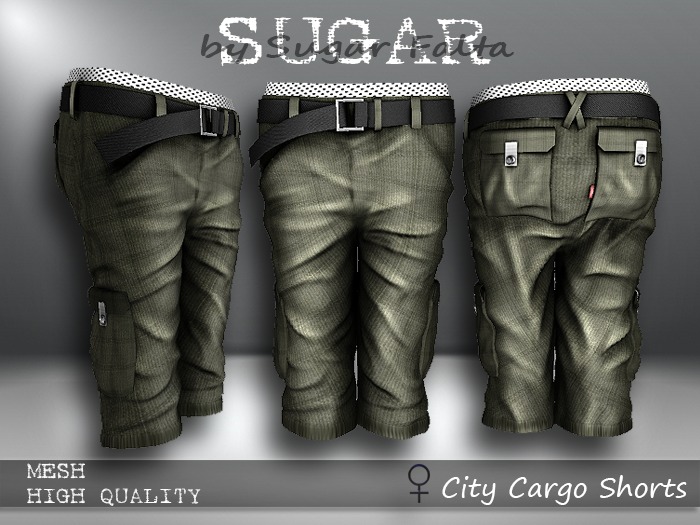 SUGAR City Cargo Shorts FEMALE KHAKI PLAID Boxed