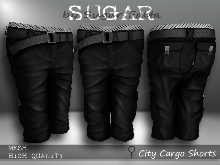 SUGAR City Cargo Shorts FEMALE BLACK Boxed