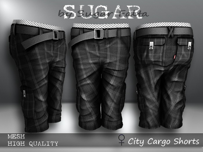 SUGAR City Cargo Shorts FEMALE BLACK PLAID Boxed