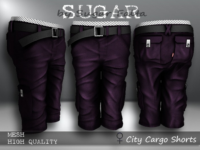 SUGAR City Cargo Shorts FEMALE EGGPLANT Boxed
