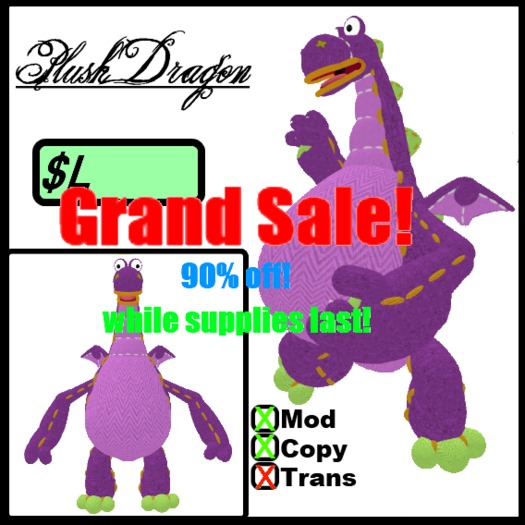 Plush Dragon Avatar barney 90% off!