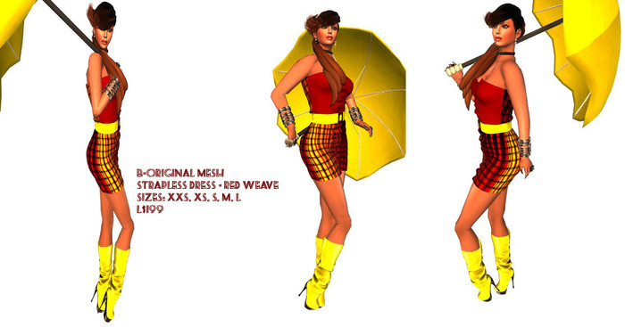 B-Original_Strapless Dress with belt_RWeave