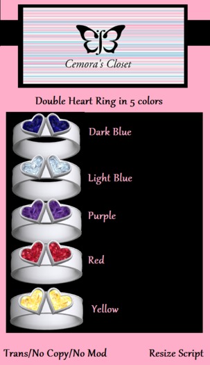 *CC* Double Heart Rings (5 Colors)