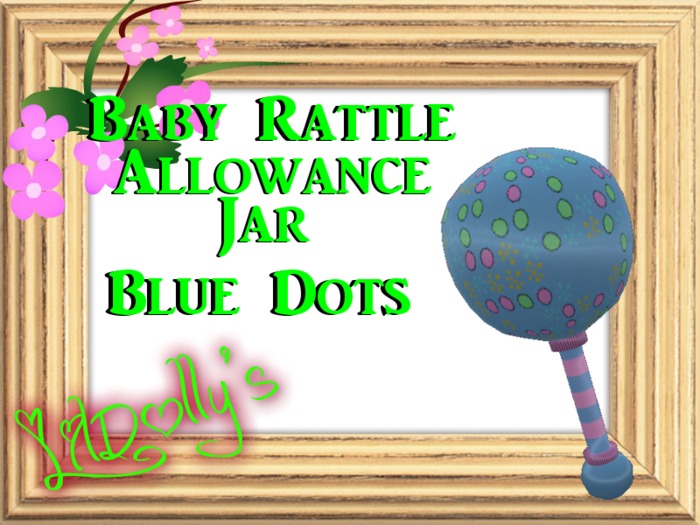 *LilDolly's* Baby Rattle Allowance Jar Blue Dots