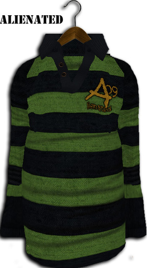.::()A()::. -NavyGreen- ::Stripe:: Rugby Polo