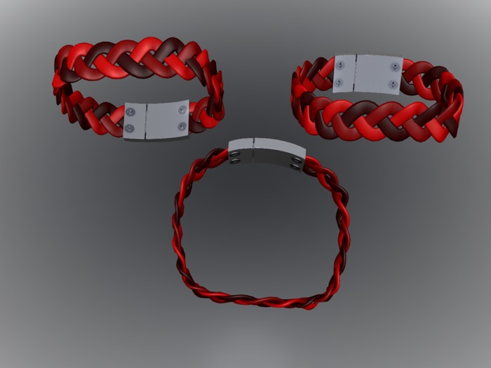 BC Jewelry Braid Bracelet Tri-Red