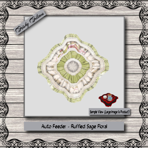 Ruffled Auto Food Mat - Sage Floral