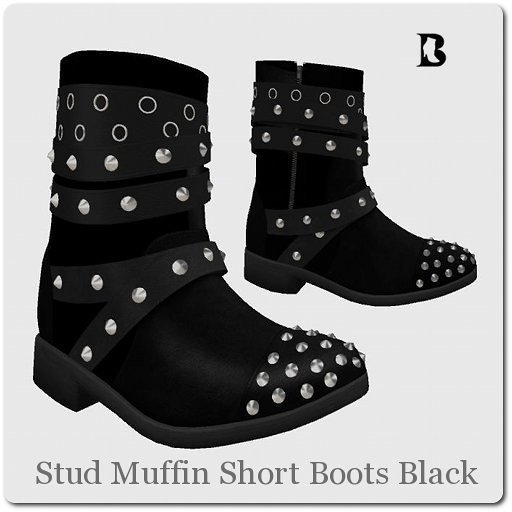 Blackburns Stud Muffin Mesh Short Boots Black