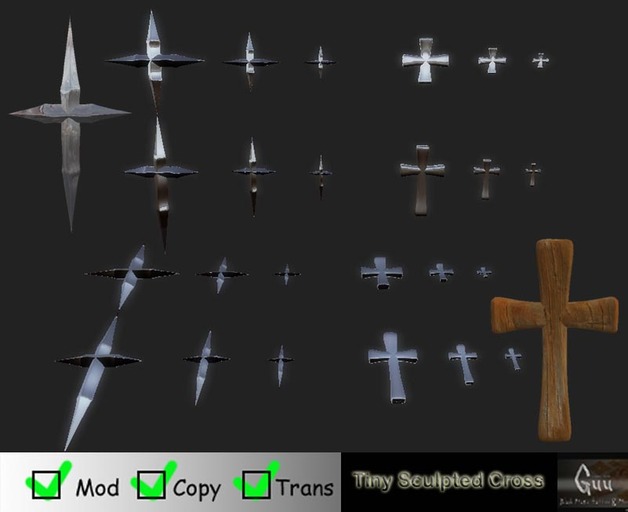 -=((Guu))=-Sculpty Cross Base[BOXED]  Tiny Cross Gothic R.I.P