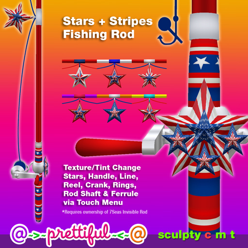 @~>~ PrettiFuL ~<~@ Fishing Rod [ Star + Stripes ] Tint Scripted