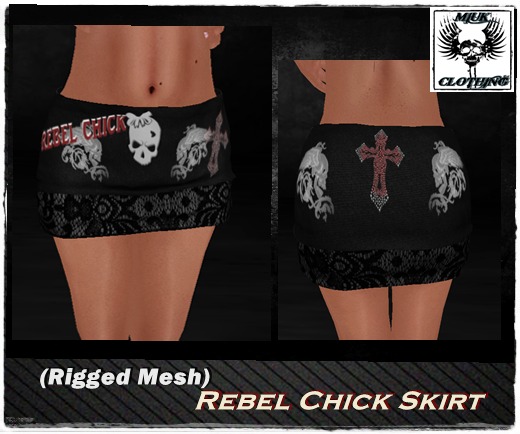 MIUK - Rebel Chick  Rigged Mesh Skirt  xxs xs s m l