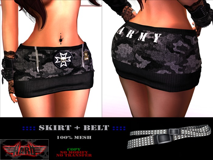 H.A.R.D _ Skirt & Belt _ Army (Mesh)