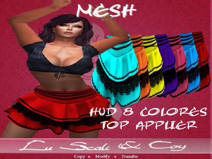 .:LS:.Jennifer Mesh Ruffled skirt Top Applier
