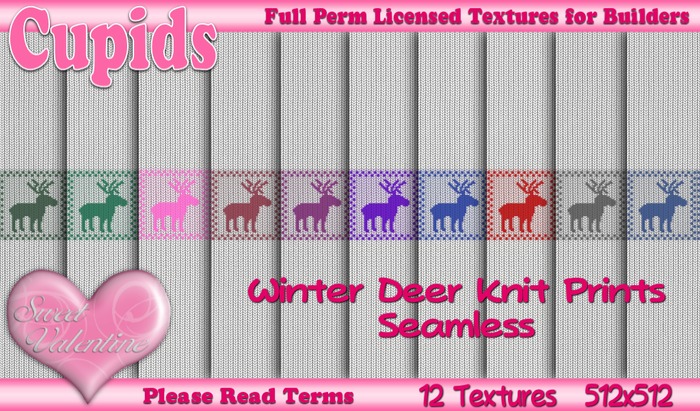 *Cupids Textures * 12 WINTER DEER KNIT PRINTS