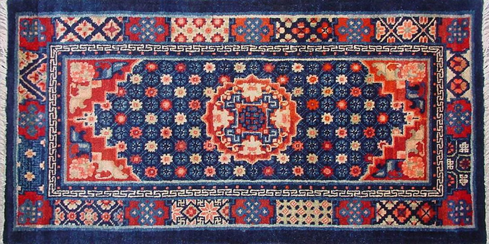 Ming Dynasty Rug  - blue, ochre