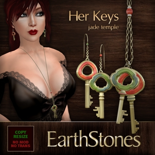 EarthStones Her Keys Necklace & Earrings - Jade Temple (BOX)