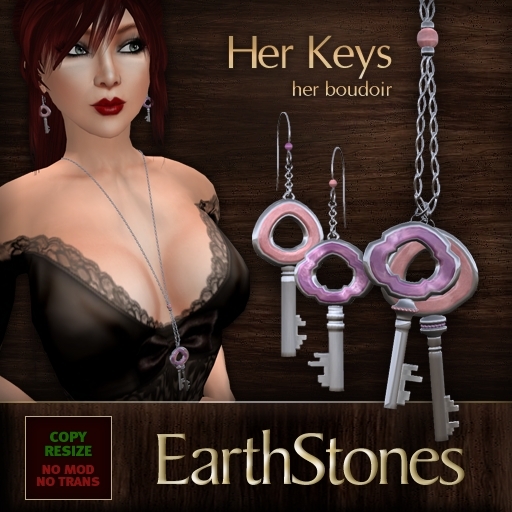 EarthStones Her Keys Necklace & Earrings - Her Boudoir (BOX)