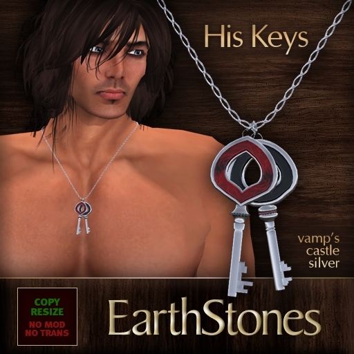 EarthStones His Keys Necklace - Vamp's Castle Silver (BOX)