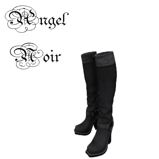 boite angel boucle Boots noir laniere noire a bande
