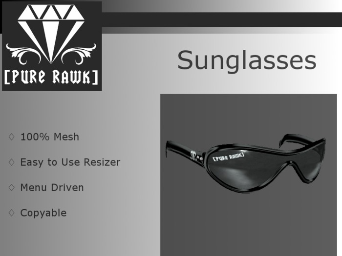 [Pure Rawk]™ Mesh Sunglasses - Black Diamond (Box)