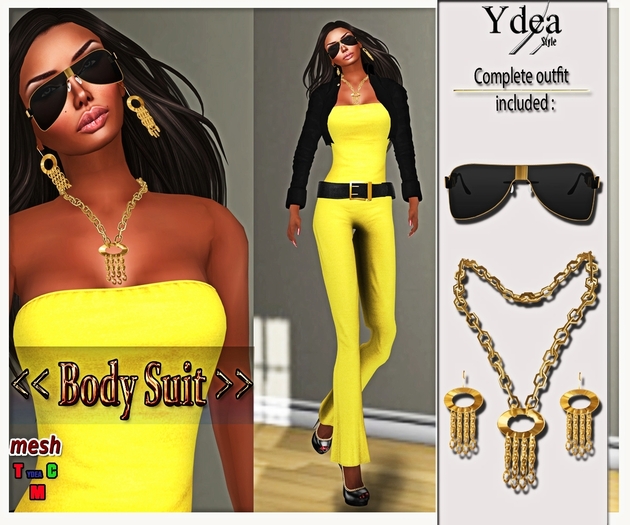 *Ydea* Body Suit Yellow  black