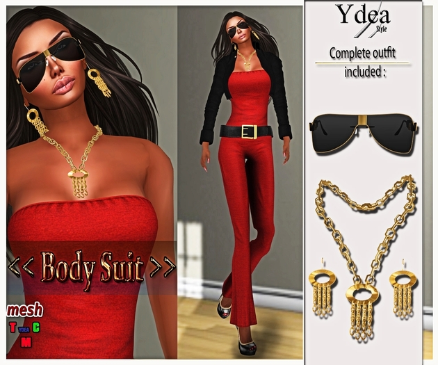 *Ydea* Body Suit Red black