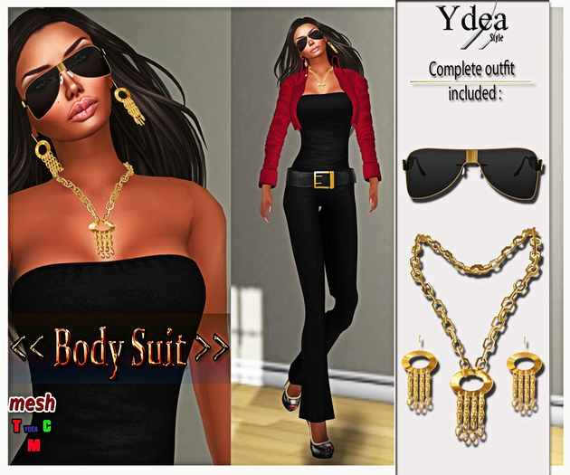 *Ydea* Body Suit Black Red
