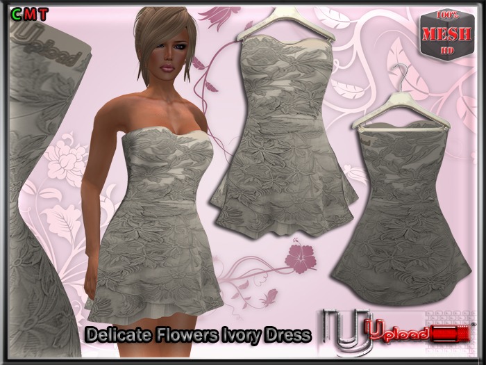 Upload[_]:: - Delicate Flowers Ivory Dress