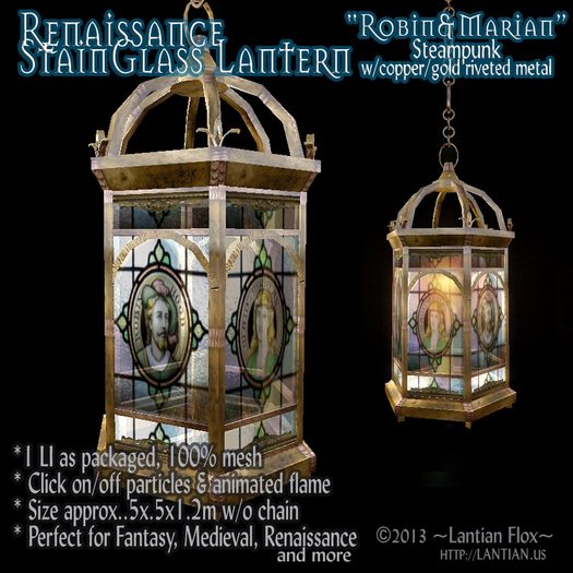 ~LanTN~Renaissance StainGlass Lantern, Vines Steampunk MCtbox
