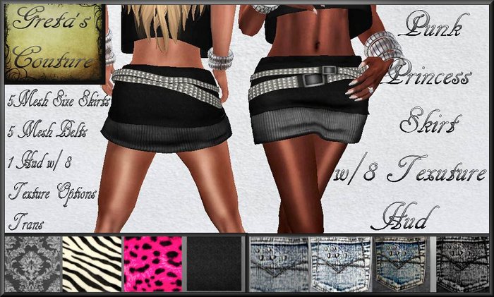 ~Greta's Couture~ Punk Princess Mesh Skirt W/ Texture Hud