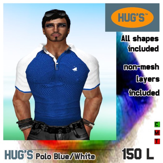 HUG'S Polo Shirt Blue/White