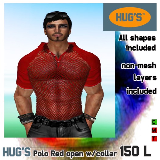 HUG'S Polo Shirt RED Open