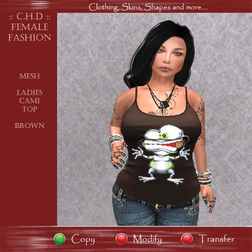 .::[> C.H.D <]::. Mesh_Ladies_Cami Top Brown - Crazy